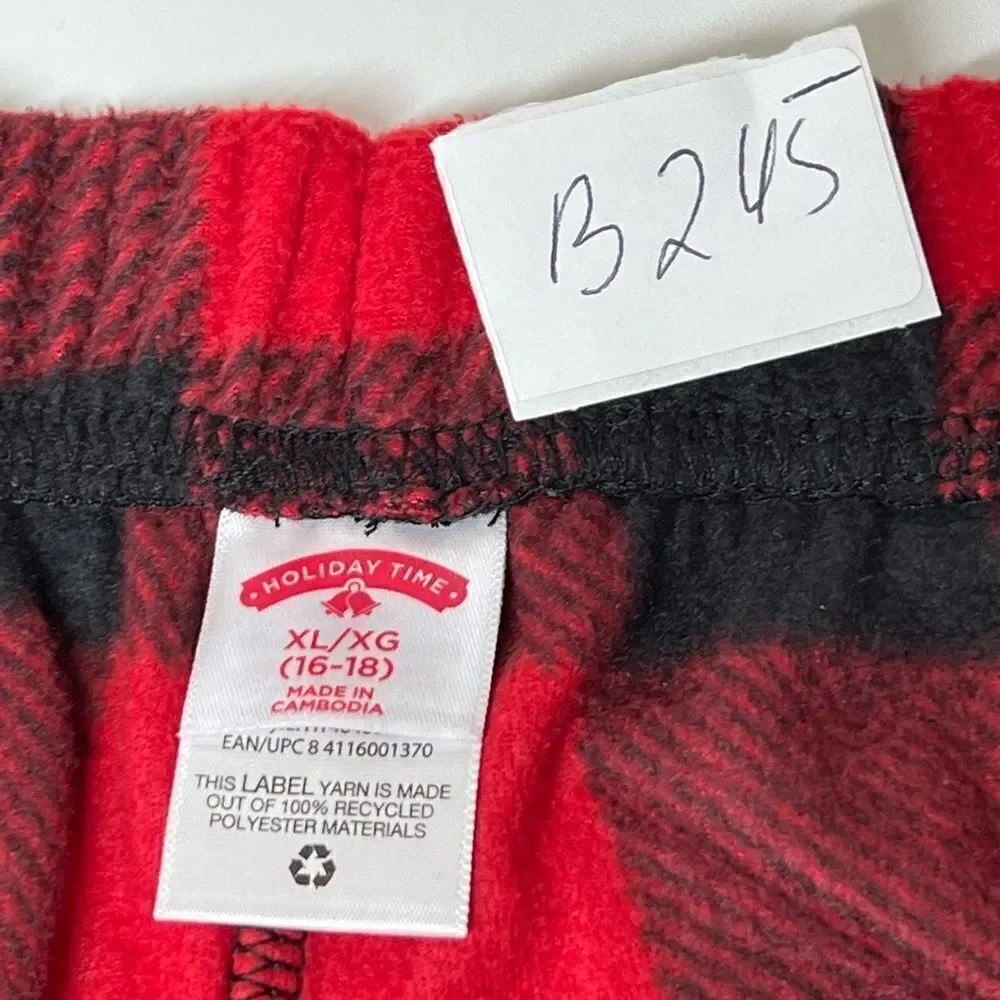 Holiday Time Scotch Plaid Flannel Jogger Pants Kids Size 16-18